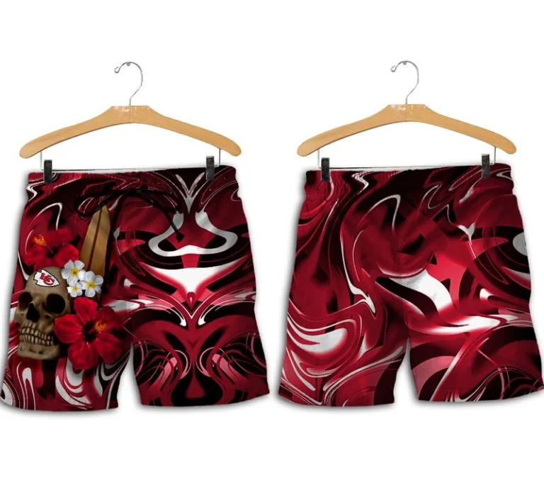 Combo Kansas City Chiefs Button-Up Shirt & Men Shorts KY71 - Image 2