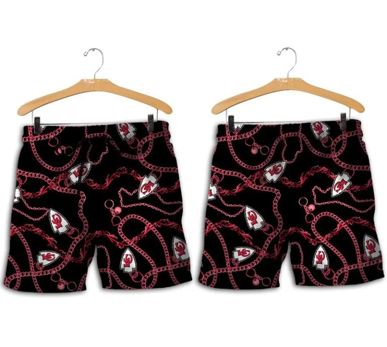 Combo Kansas City Chiefs Button-Up Shirt & Men Shorts LU13 - Image 2