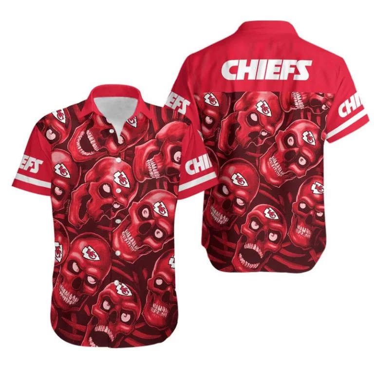 Combo Kansas City Chiefs Button-Up Shirt & Men Shorts KF97
