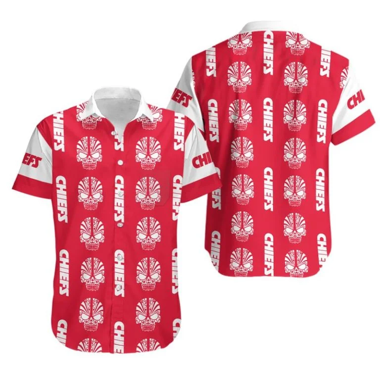Combo Kansas City Chiefs Button-Up Shirt & Men Shorts LR54