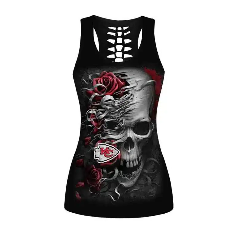 Kansas City Chiefs Women's Hollow Out Tank Top + Legging JT31 - Image 2