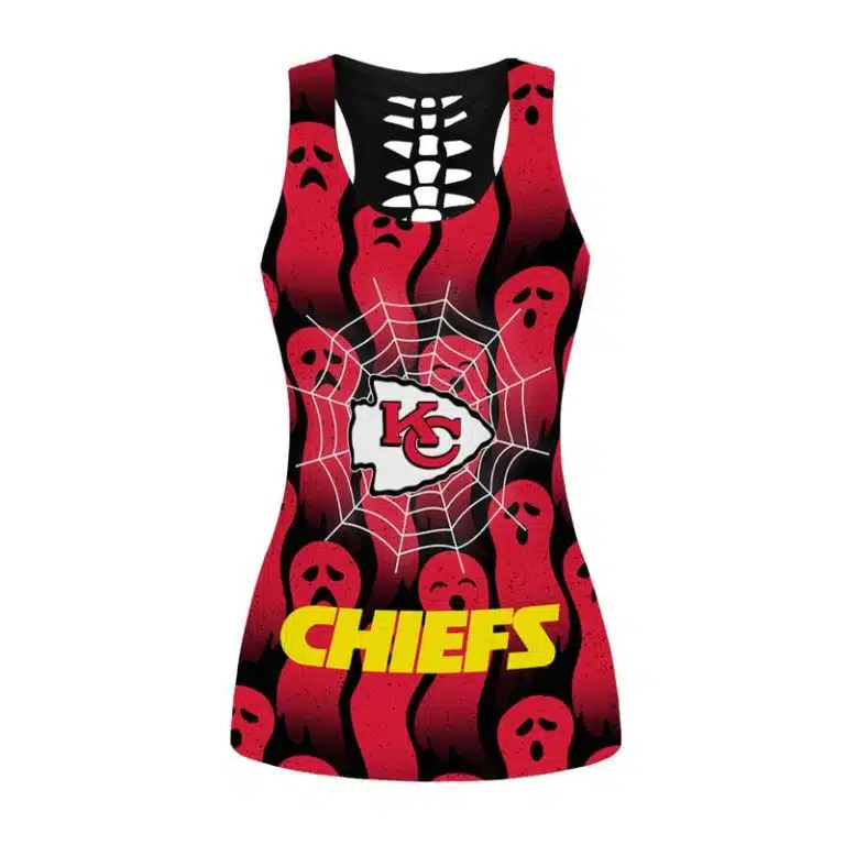 Kansas City Chiefs Women's Hollow Out Tank Top + Legging KY34 - Image 2
