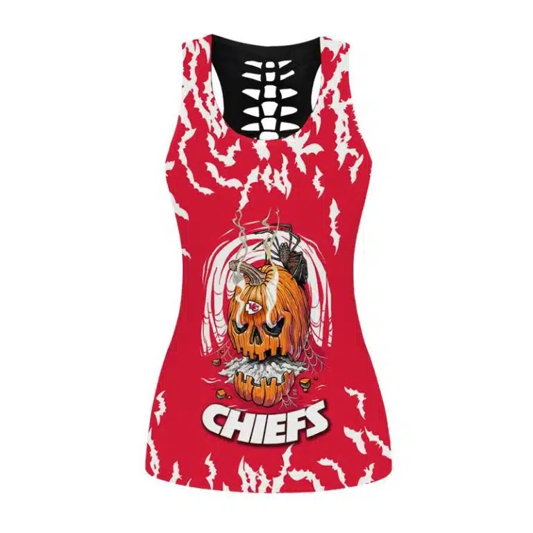 Kansas City Chiefs Women's Hollow Out Tank Top + Legging GI74 - Image 2