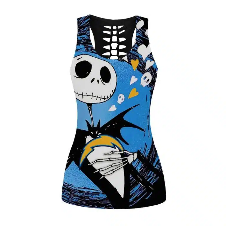 Los Angeles Chargers Women's Hollow Out Tank Top + Legging UE31 - Image 2