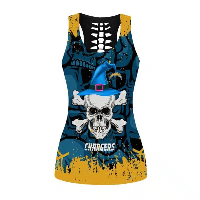 Los Angeles Chargers Women's Hollow Out Tank Top + Legging CK97 - Image 2