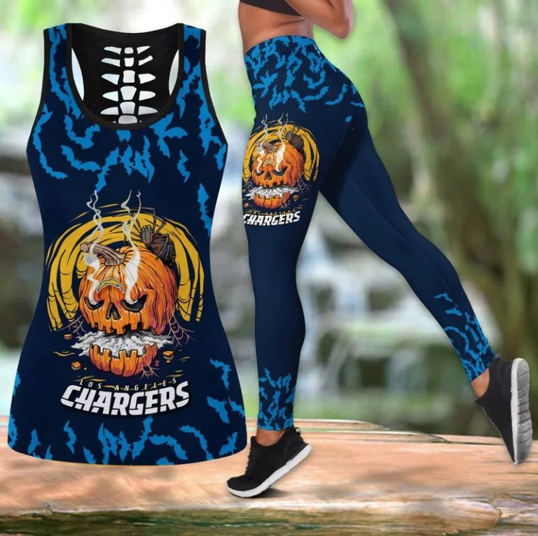 Los Angeles Chargers Women's Hollow Out Tank Top + Legging IG43