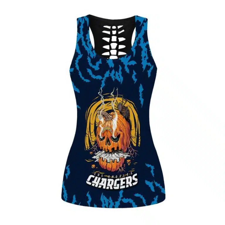 Los Angeles Chargers Women's Hollow Out Tank Top + Legging IG43 - Image 2