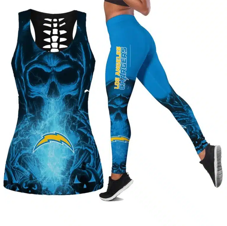 Los Angeles Chargers Women's Hollow Out Tank Top + Legging MG76