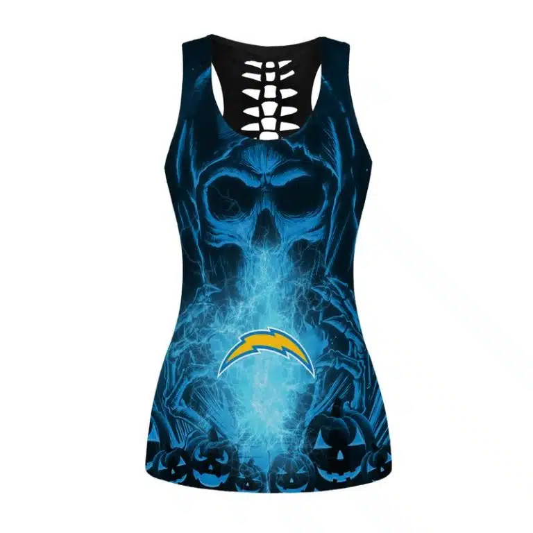 Los Angeles Chargers Women's Hollow Out Tank Top + Legging MG76 - Image 2