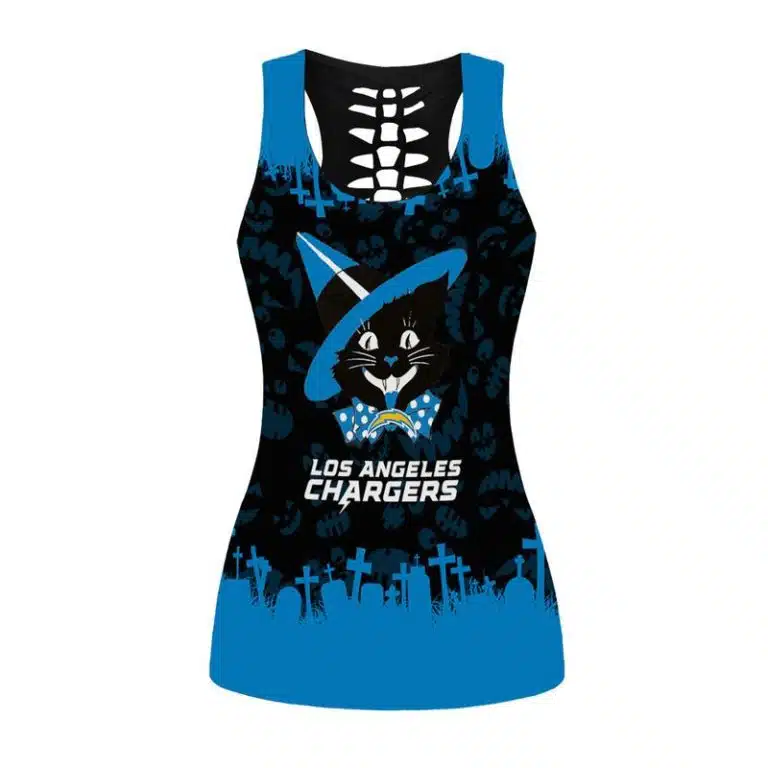 Los Angeles Chargers Women's Hollow Out Tank Top + Legging HD64 - Image 2