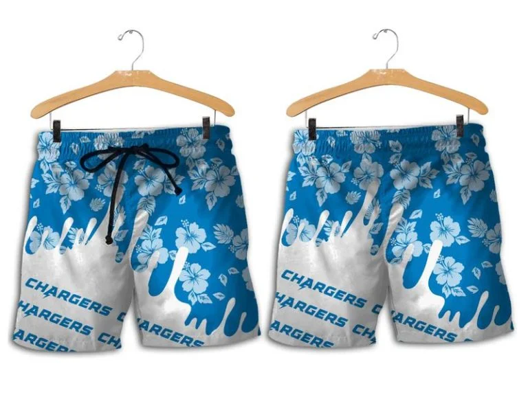 Combo Los Angeles Chargers Button-Up Shirt & Men Shorts LH31 - Image 2