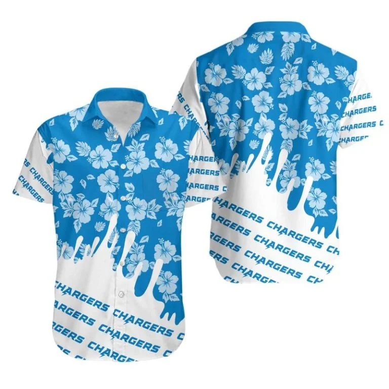 Combo Los Angeles Chargers Button-Up Shirt & Men Shorts LH31