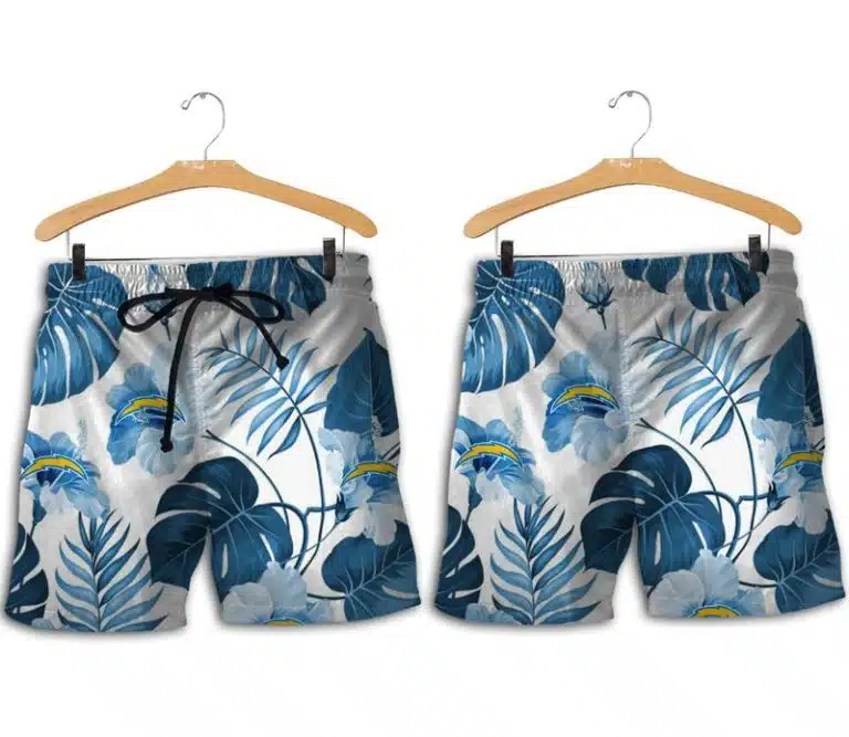 Combo Los Angeles Chargers Button-Up Shirt & Men Shorts MG67 - Image 2