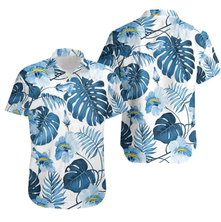 Combo Los Angeles Chargers Button-Up Shirt & Men Shorts MG67