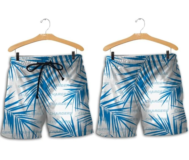 Combo Los Angeles Chargers Button-Up Shirt & Men Shorts LC35 - Image 2
