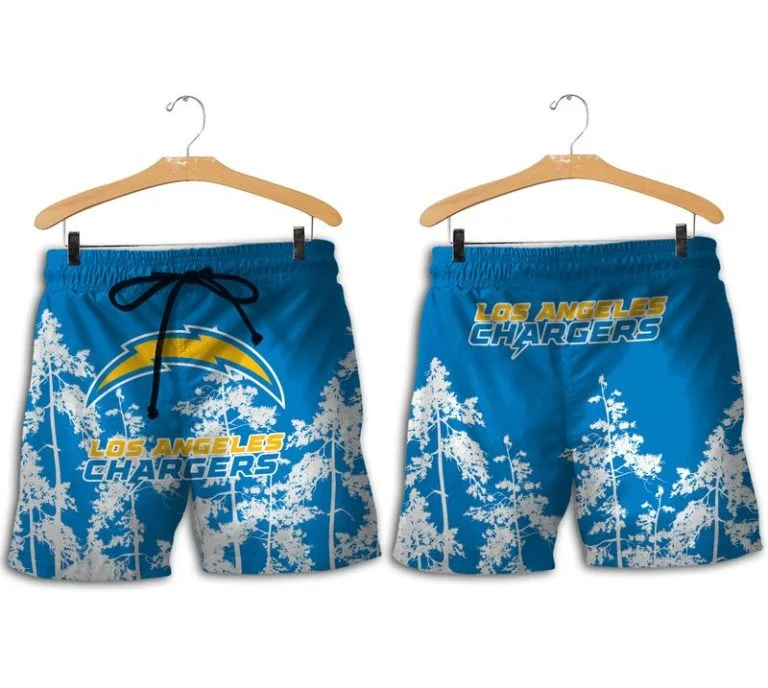 Combo Los Angeles Chargers Button-Up Shirt & Men Shorts LK71 - Image 2