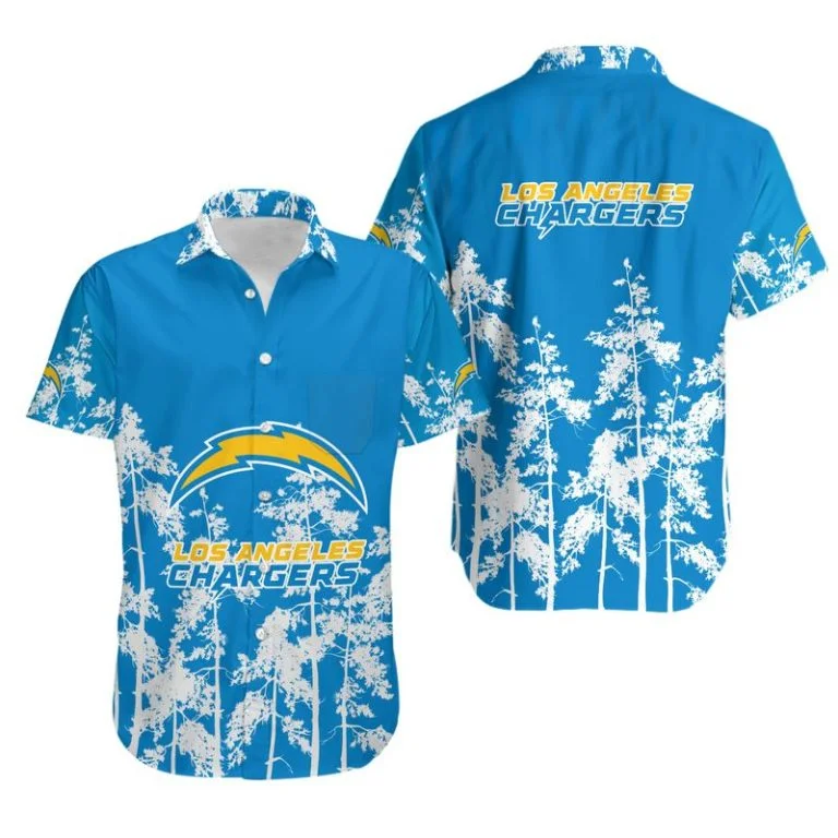 Combo Los Angeles Chargers Button-Up Shirt & Men Shorts LK71