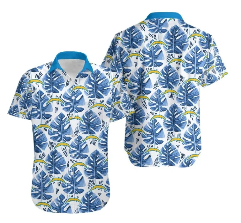 Combo Los Angeles Chargers Button-Up Shirt & Men Shorts IR71