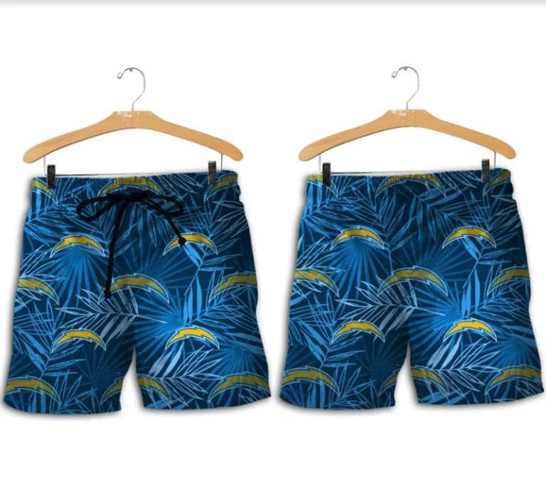 Combo Los Angeles Chargers Button-Up Shirt & Men Shorts LT31 - Image 2