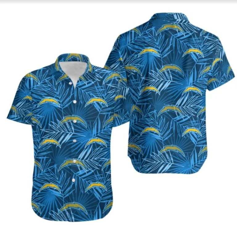 Combo Los Angeles Chargers Button-Up Shirt & Men Shorts LT31