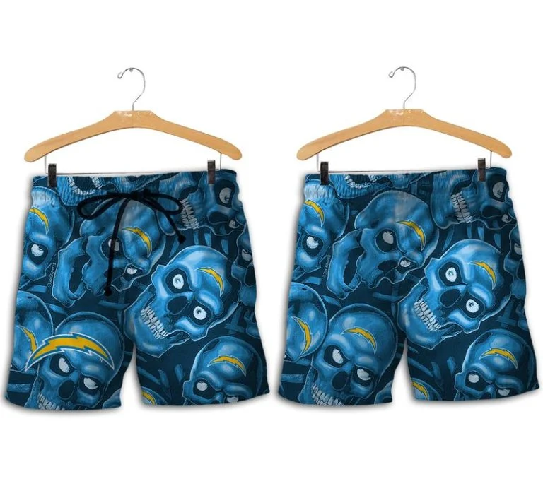 Combo Los Angeles Chargers Button-Up Shirt & Men Shorts KD71 - Image 2