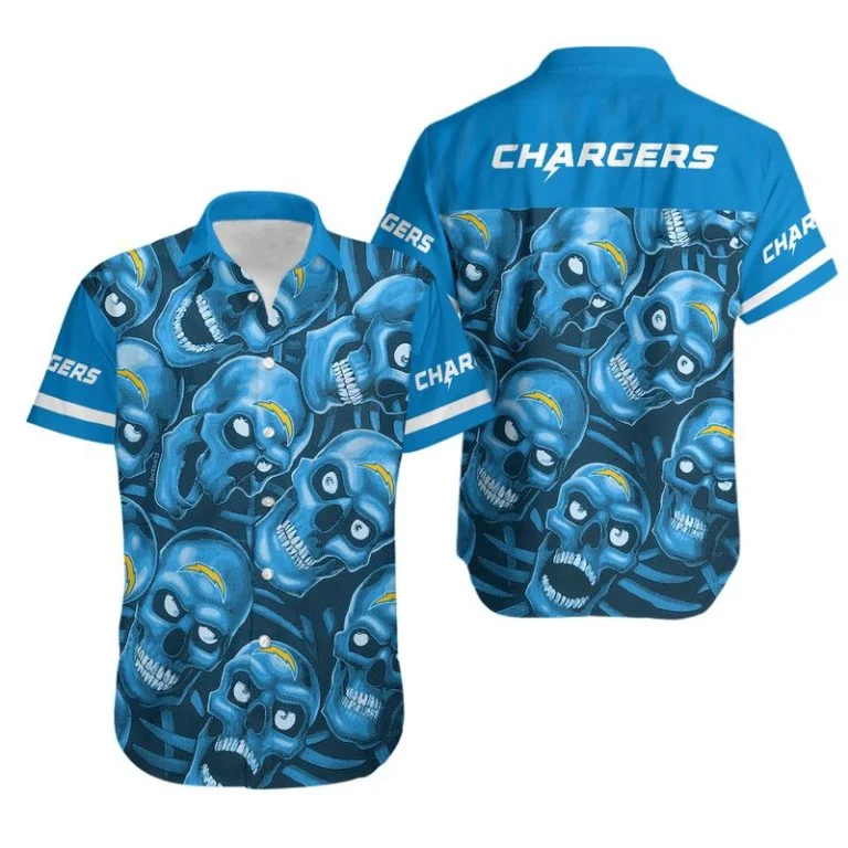 Combo Los Angeles Chargers Button-Up Shirt & Men Shorts KD71
