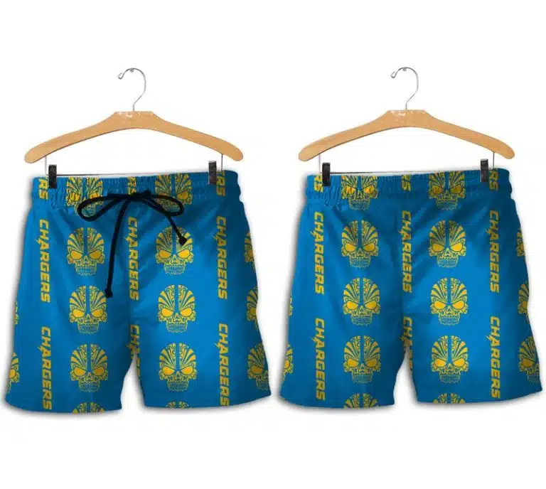 Combo Los Angeles Chargers Button-Up Shirt & Men Shorts KF13 - Image 2