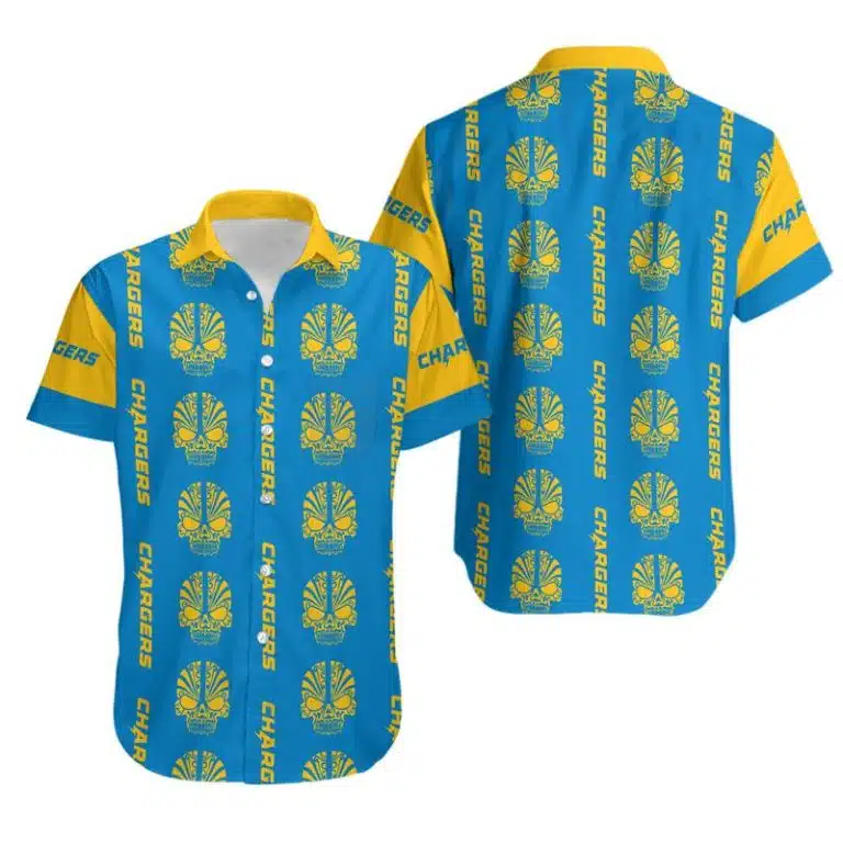 Combo Los Angeles Chargers Button-Up Shirt & Men Shorts KF13