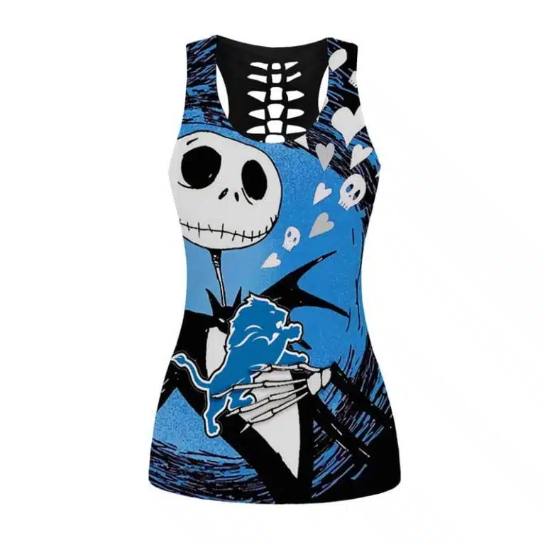Detroit Lions Women's Hollow Out Tank Top + Legging IF51 - Image 2