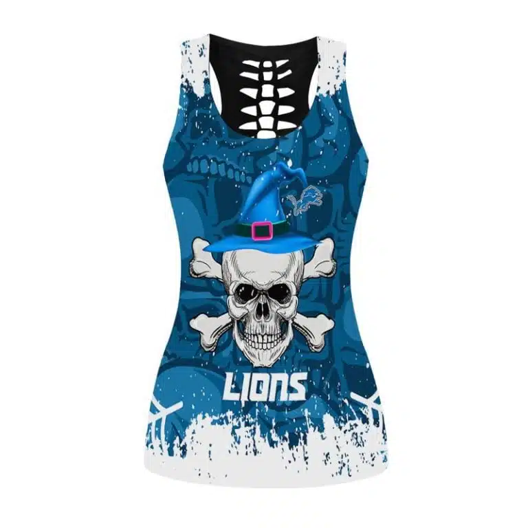 Detroit Lions Women's Hollow Out Tank Top + Legging QL61 - Image 2
