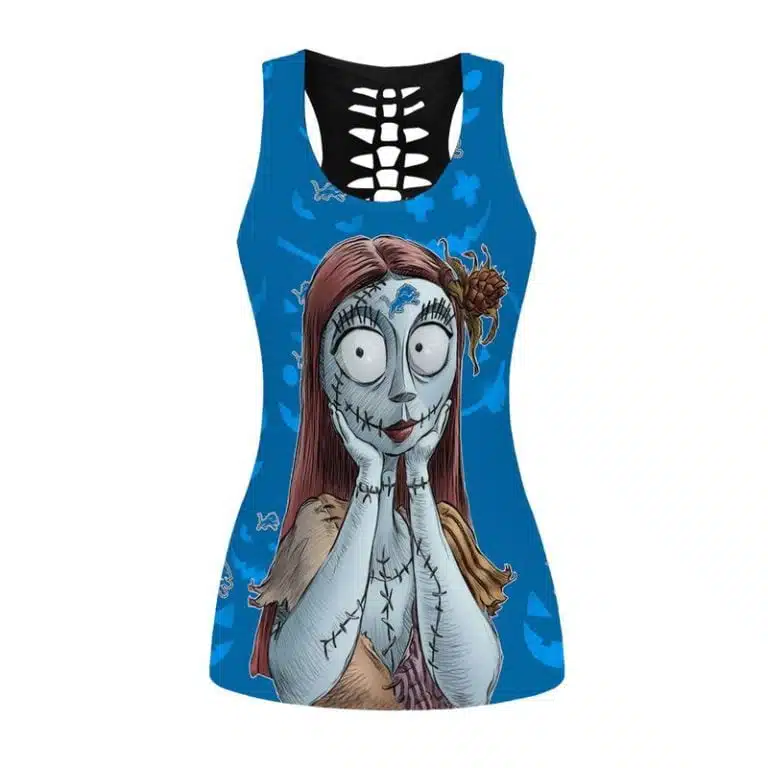 Detroit Lions Women's Hollow Out Tank Top + Legging RJ41 - Image 2