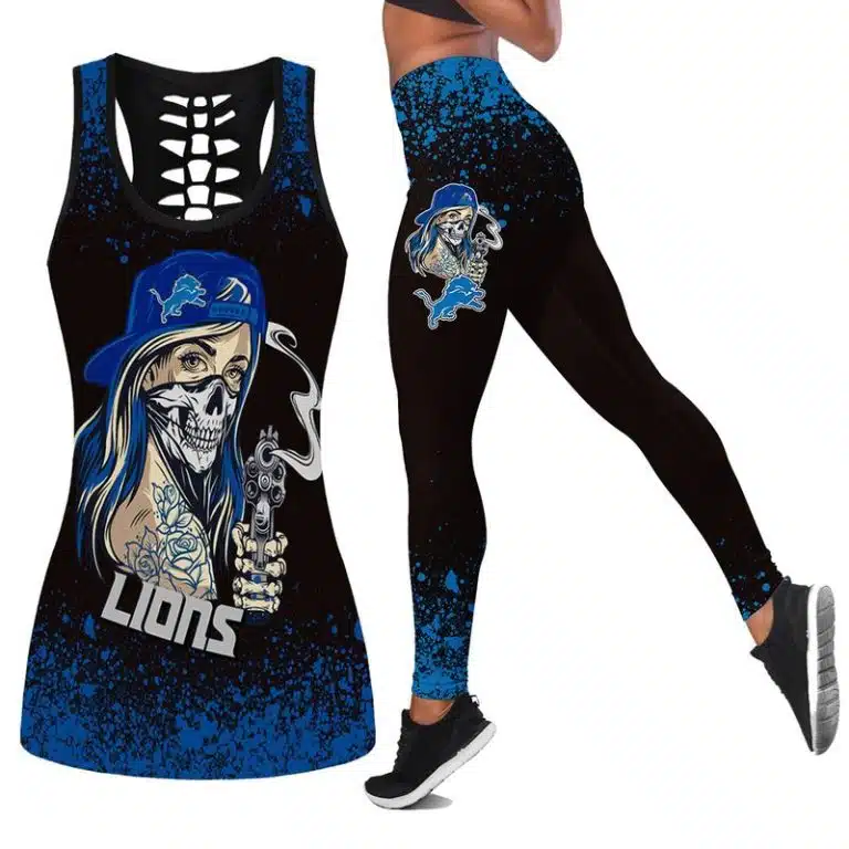 Detroit Lions Women's Hollow Out Tank Top + Legging OY41