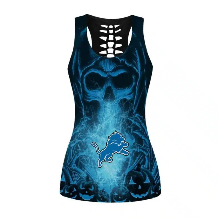 Detroit Lions Women's Hollow Out Tank Top + Legging EL13 - Image 2