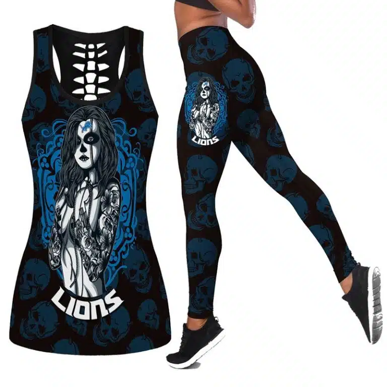 Detroit Lions Women's Hollow Out Tank Top + Legging QK31