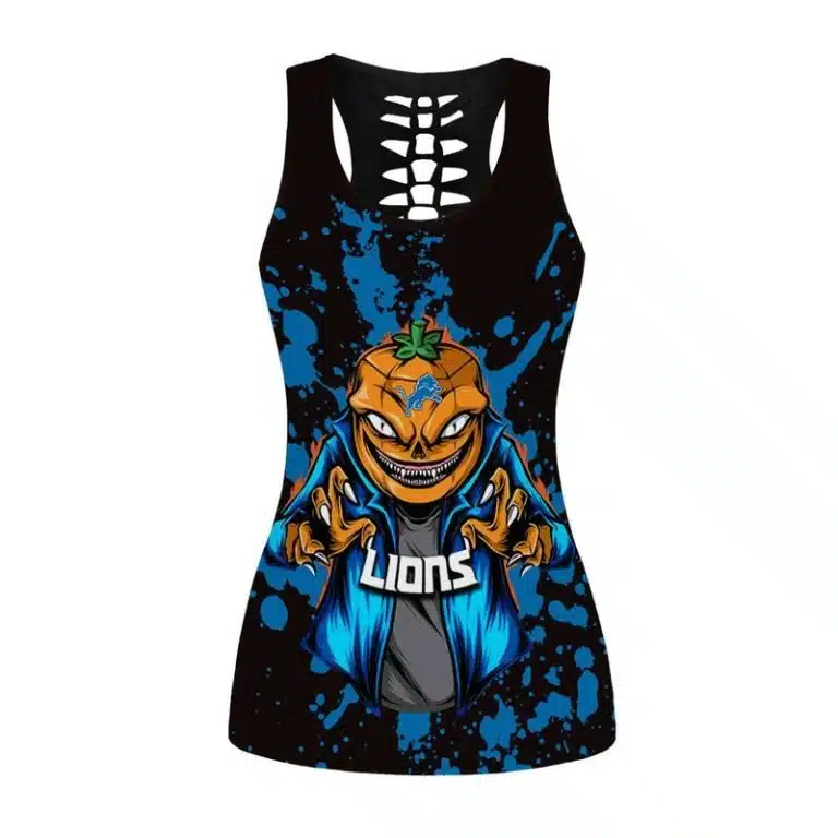 Detroit Lions Women's Hollow Out Tank Top + Legging YF81 - Image 2