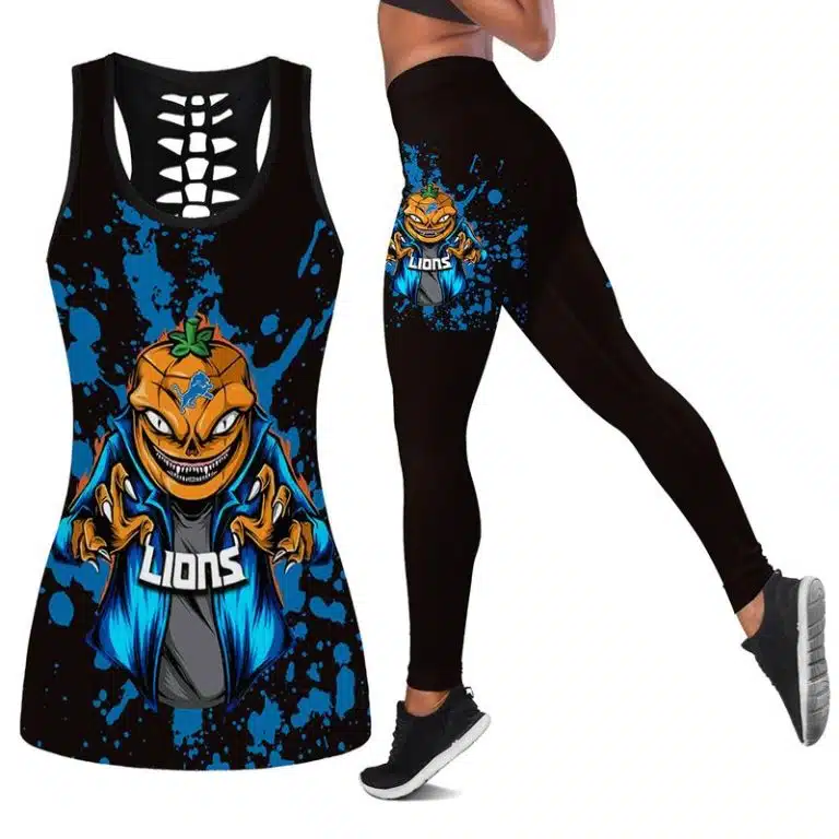 Detroit Lions Women's Hollow Out Tank Top + Legging YF81
