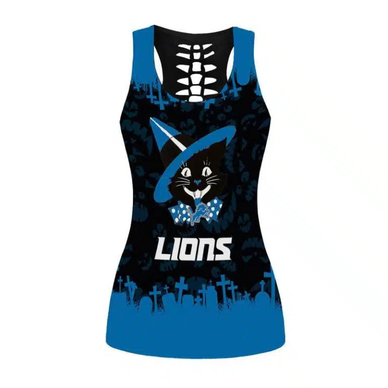 Detroit Lions Women's Hollow Out Tank Top + Legging EY83 - Image 2