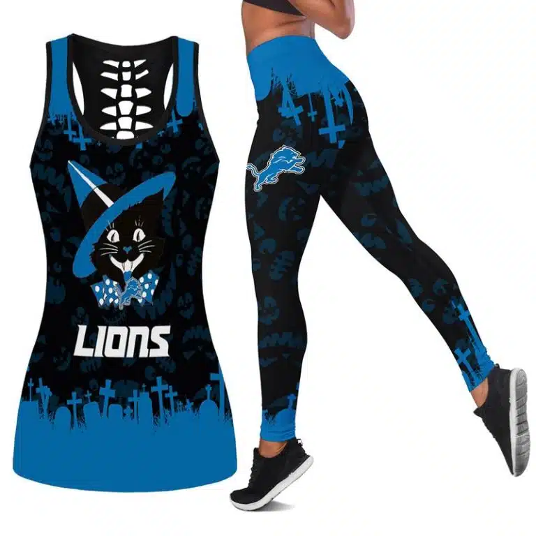 Detroit Lions Women's Hollow Out Tank Top + Legging EY83