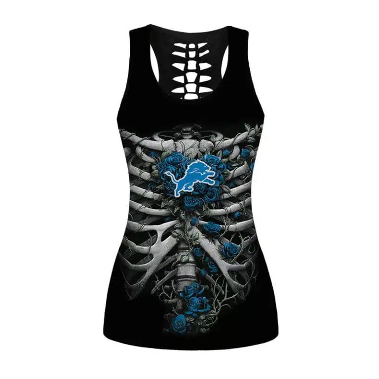 Detroit Lions Women's Hollow Out Tank Top + Legging WL87 - Image 2