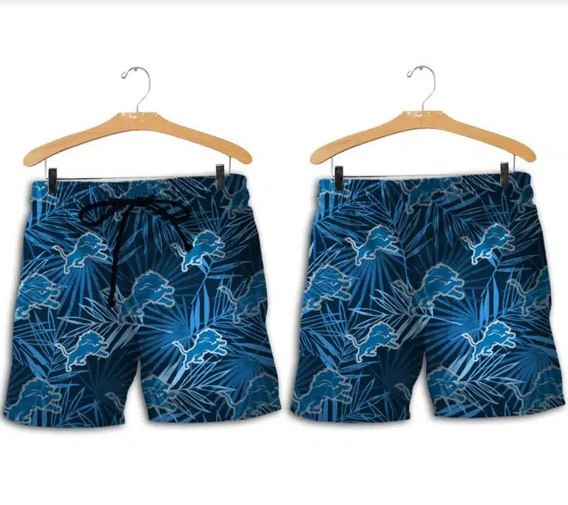 Combo Detroit Lions Button-Up Shirt & Men Shorts YW46 - Image 2