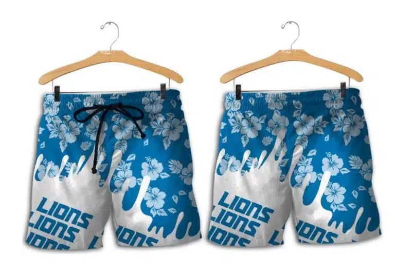 Combo Detroit Lions Button-Up Shirt & Men Shorts TU57 - Image 2
