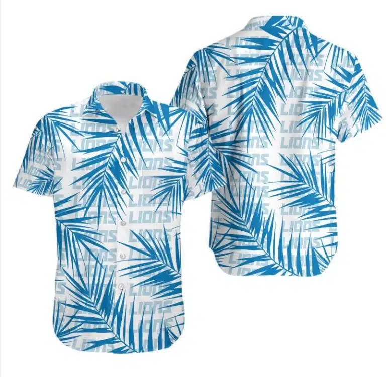Combo Detroit Lions Button-Up Shirt & Men Shorts BF61