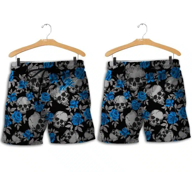 Combo Detroit Lions Button-Up Shirt & Men Shorts JD85 - Image 2