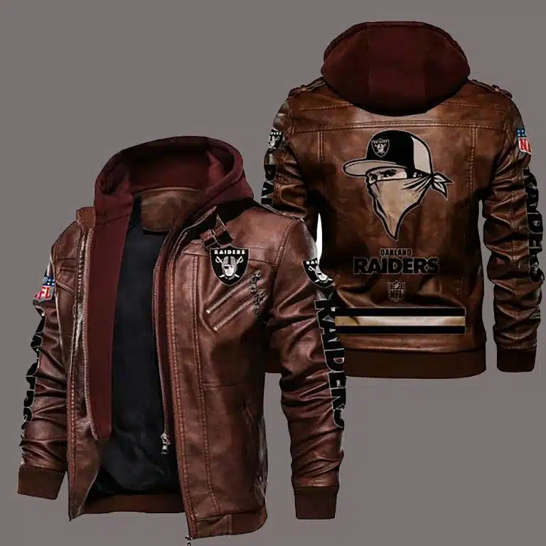 Las Vegas Raiders Leather Jacket TY24 - Image 2