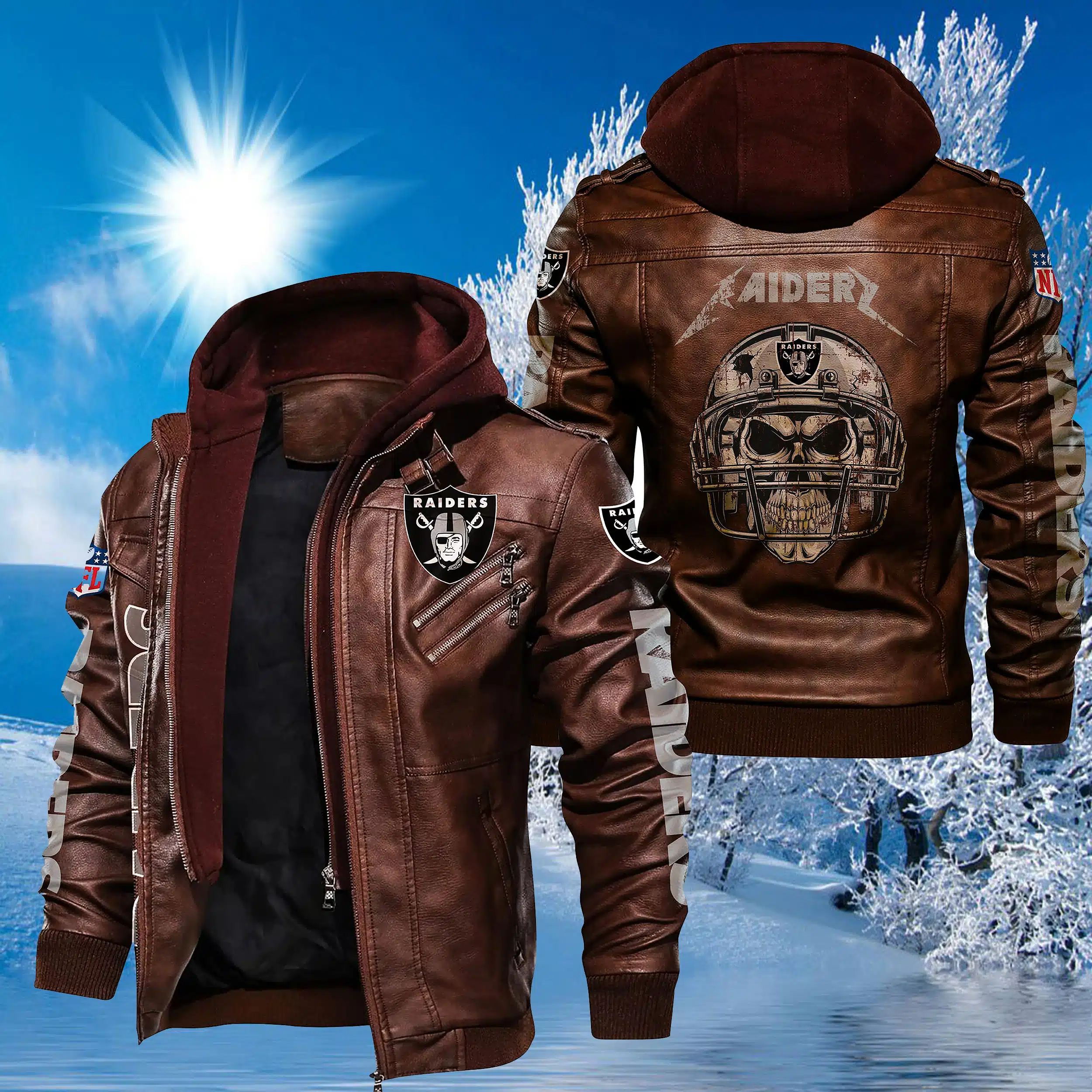 Las Vegas Raiders Leather Jacket KD97 - Image 2