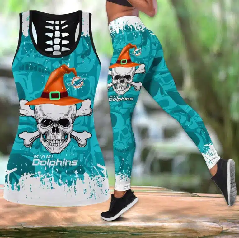 Miami Dolphins Women's Hollow Out Tank Top + Legging RL36