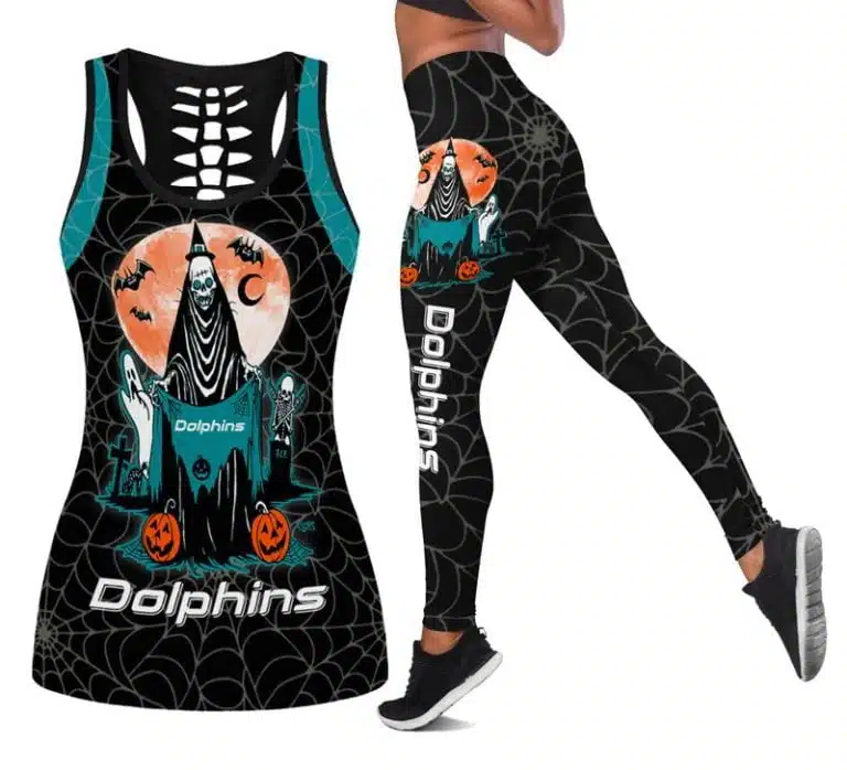 Miami Dolphins Women's Hollow Out Tank Top + Legging BN34