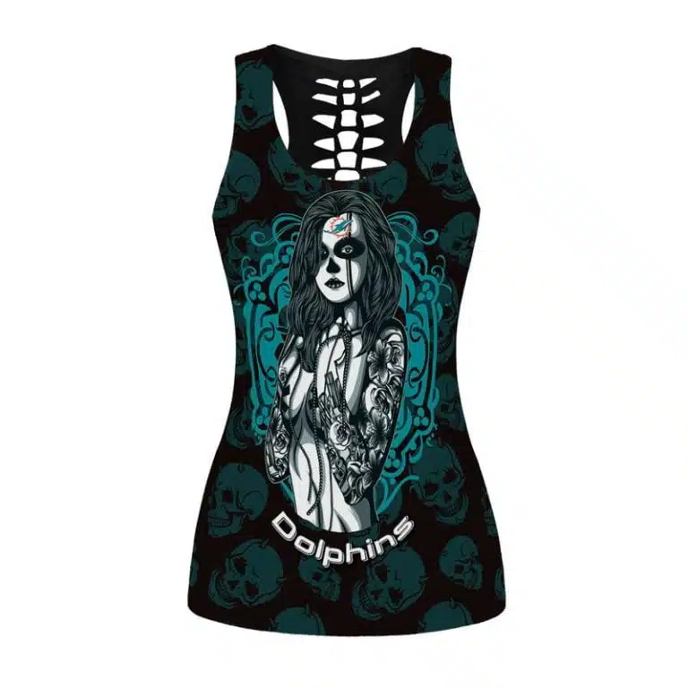 Miami Dolphins Women's Hollow Out Tank Top + Legging TI23 - Image 2