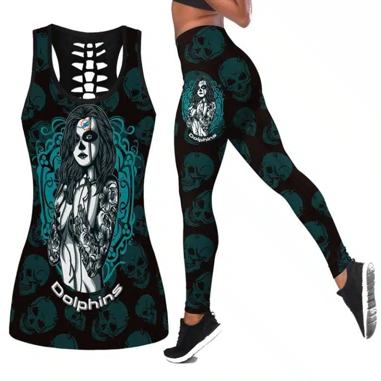 Miami Dolphins Women's Hollow Out Tank Top + Legging TI23