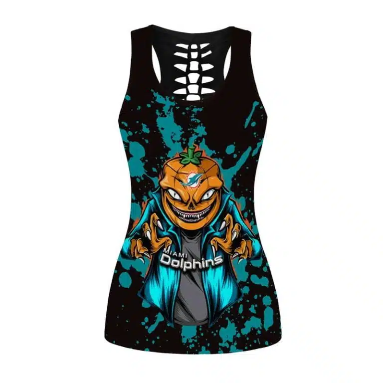 Miami Dolphins Women's Hollow Out Tank Top + Legging KS73 - Image 2